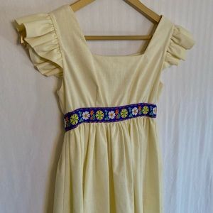 Vintage 70s Guatemalan Detailing Linen Gown/ Formal Ethnic Dress